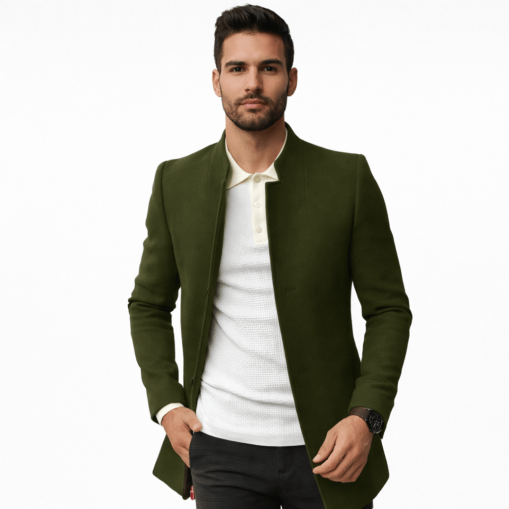 Men's Casual Buttoned Wool Blend Regular Fit Coat – Cole East London