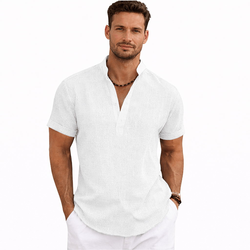 Coleeast London White / XS LUCAS Striped Linen Casual Shirt