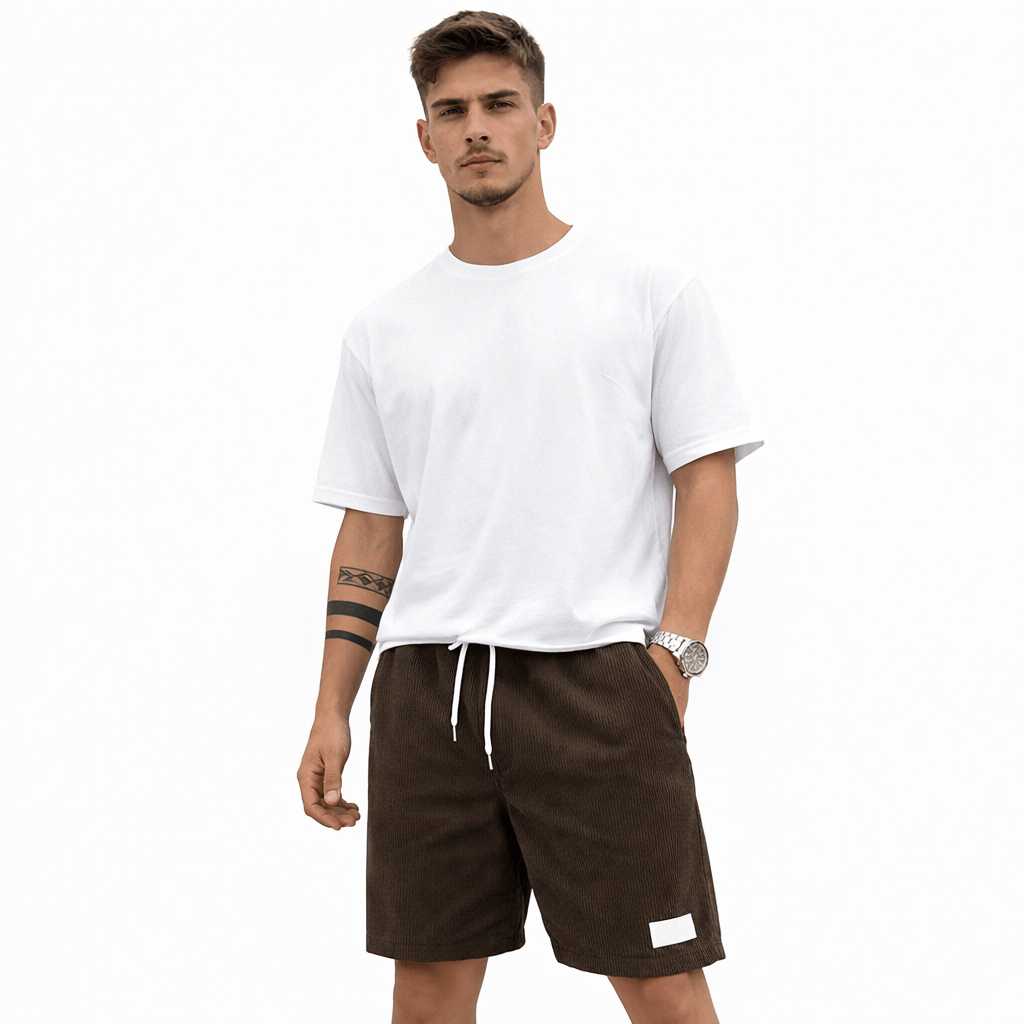 Ccoleeast-London Brown / XS ARI, Cotton Elastic Waist Shorts