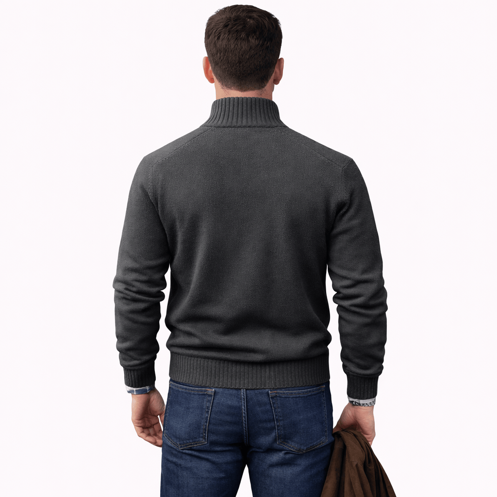 Coleeast-London ALAN, V-Neck Zip Polo Sweater