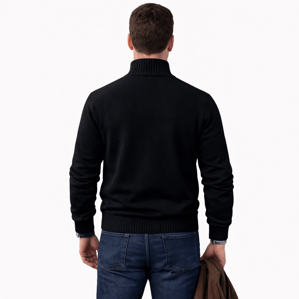 Coleeast-London ALAN, V-Neck Zip Polo Sweater