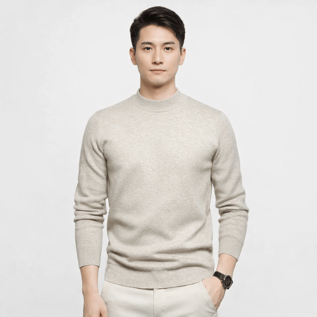 Coleeast-London Beige / XS ADAM, Mock Neck Casual Sweater