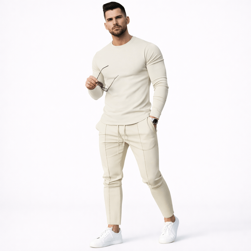Coleeast-London Beige / XS PAT, Casual Round Neck Tracksuit