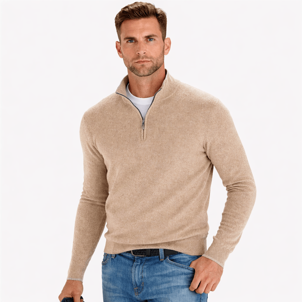 Coleeast-London Beige / XS TED, Turtleneck Zip Sweater
