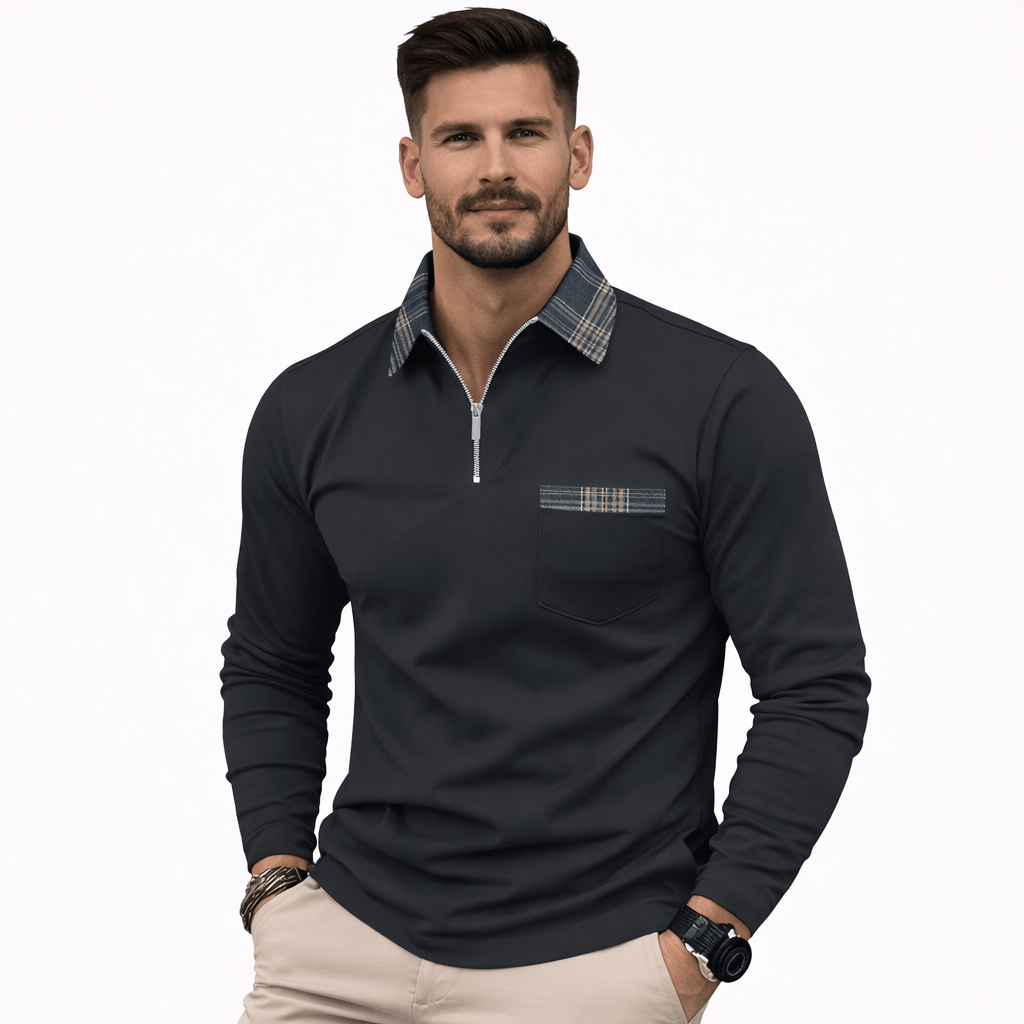 Coleeast-London Black / XS AARON, Solid Casual Polo Shirt