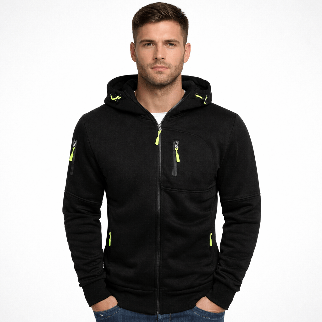Coleeast-London Black / XS ACE, Zip-Up Hooded Sweatshirt