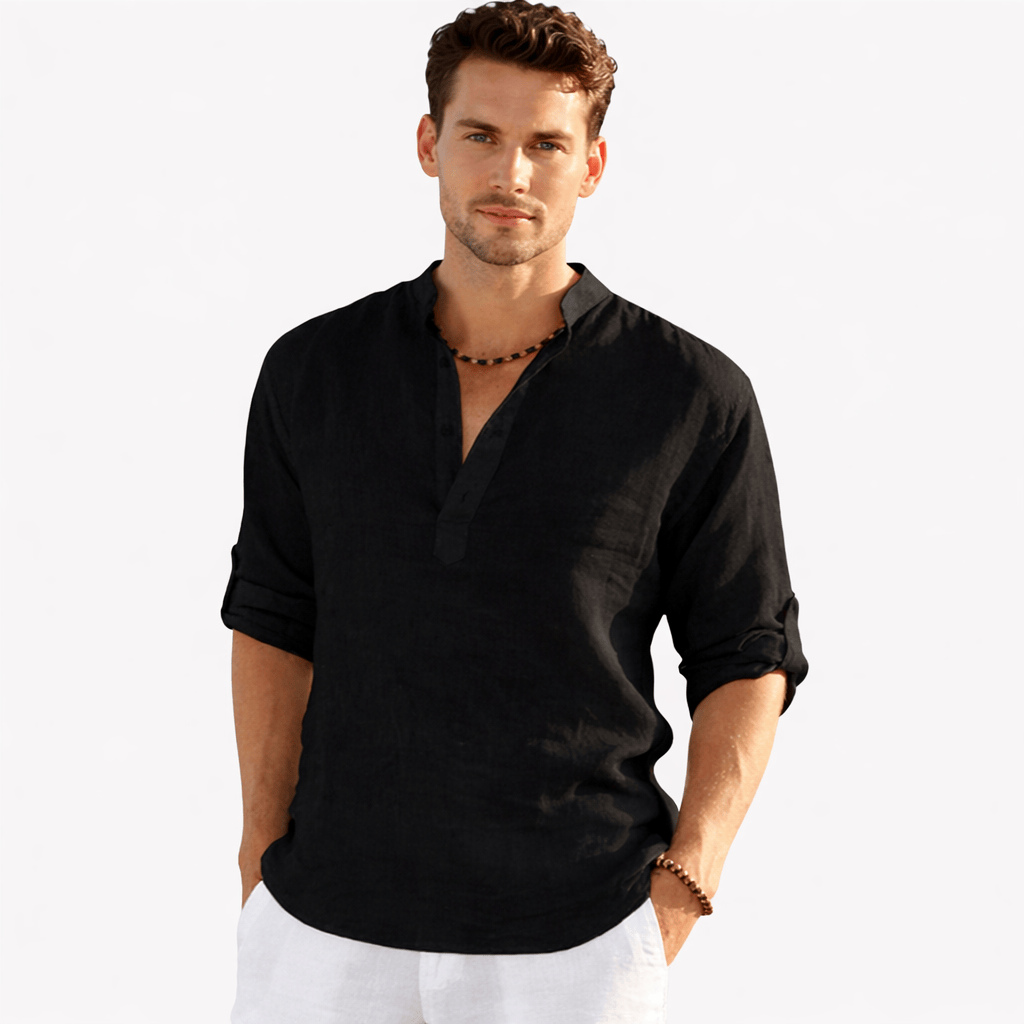 Coleeast London Black / XS ASHER, Casual Cotton Linen Shirt