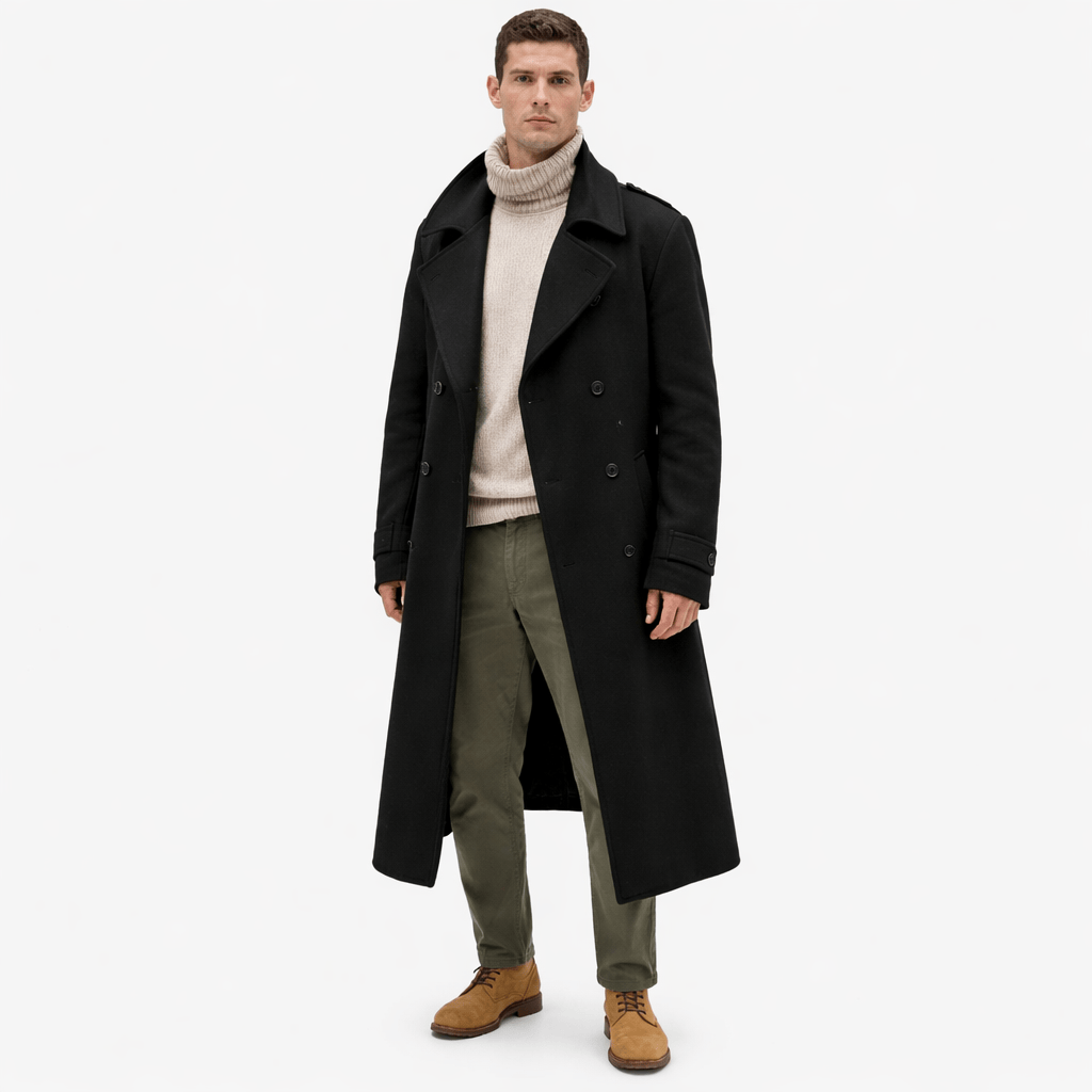Coleeast-London Black / XS DAREK, Double Breasted Long Trench Coat