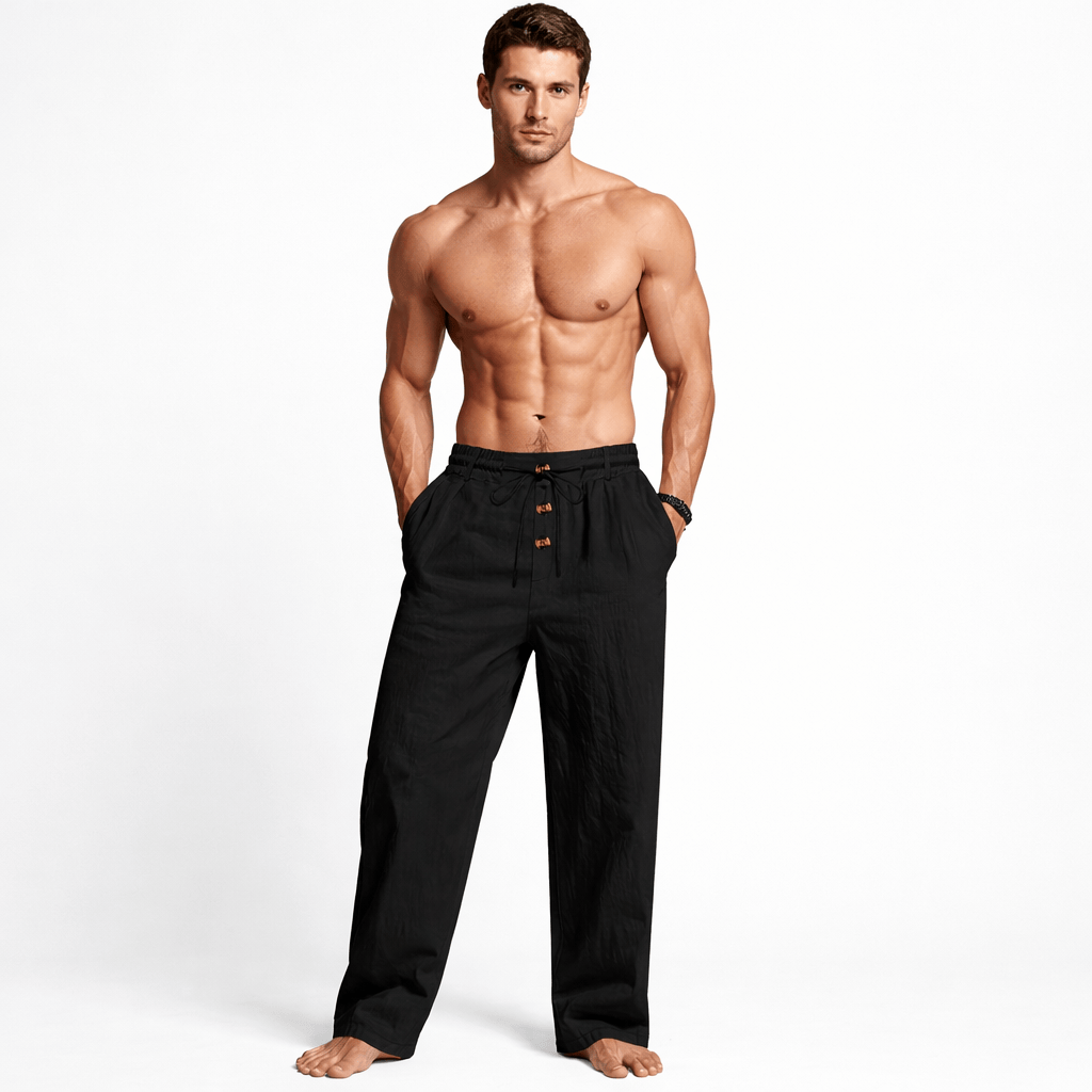 Coleeast-London Black / XS DAVID, Straight Leg Elastic Waist Pants