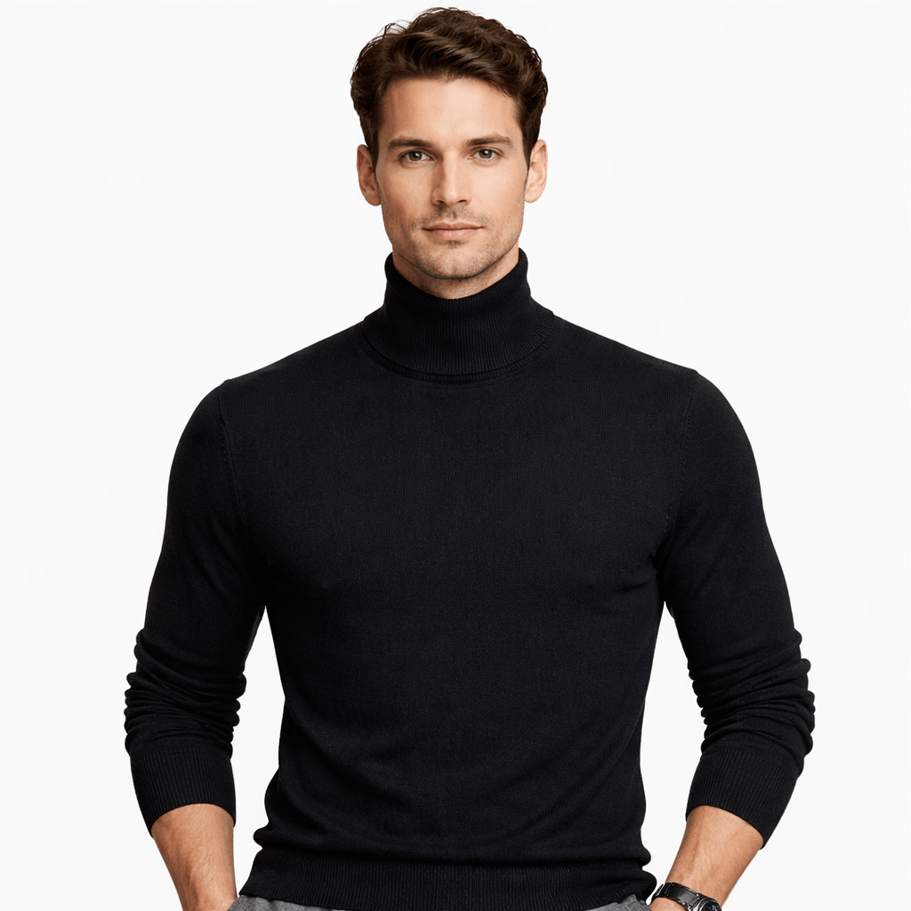 Coleeast-London Black / XS EDGAR, Turtleneck Rayon Sweater
