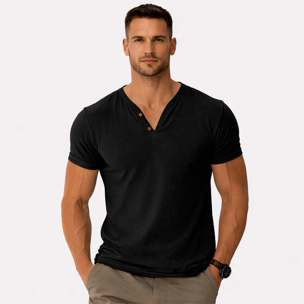 Coleeast-London Black / XS FARRELL, V-Neck Breathable Cotton T-Shirt