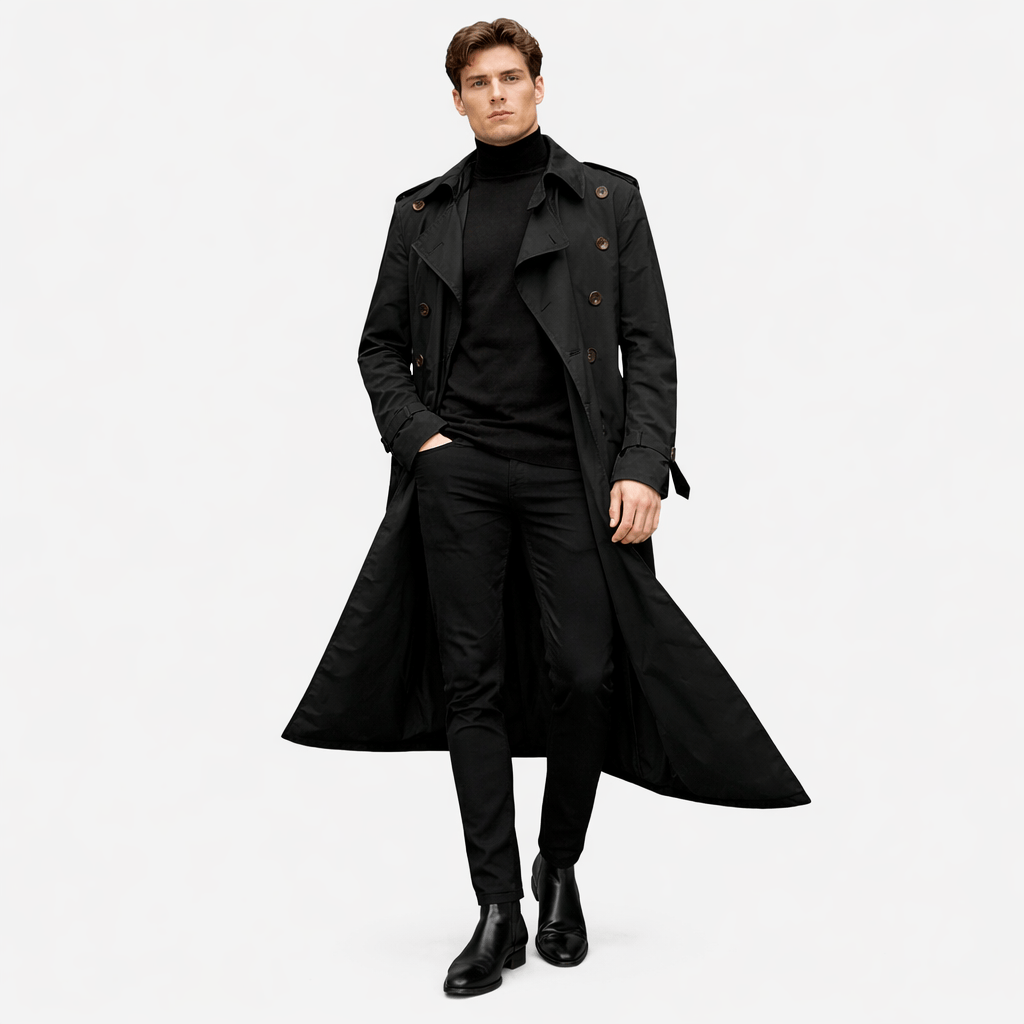 Coleeast-London Black / XS JAMES, X-Long Single-Breasted Trench Coat