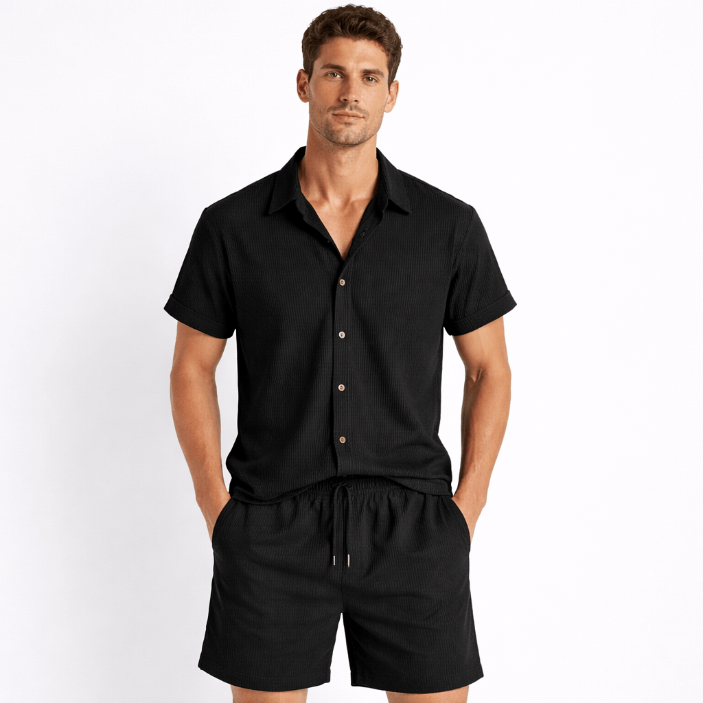 Coleeast-London Black / XS LEO, Casual Button-Up Shirt Set