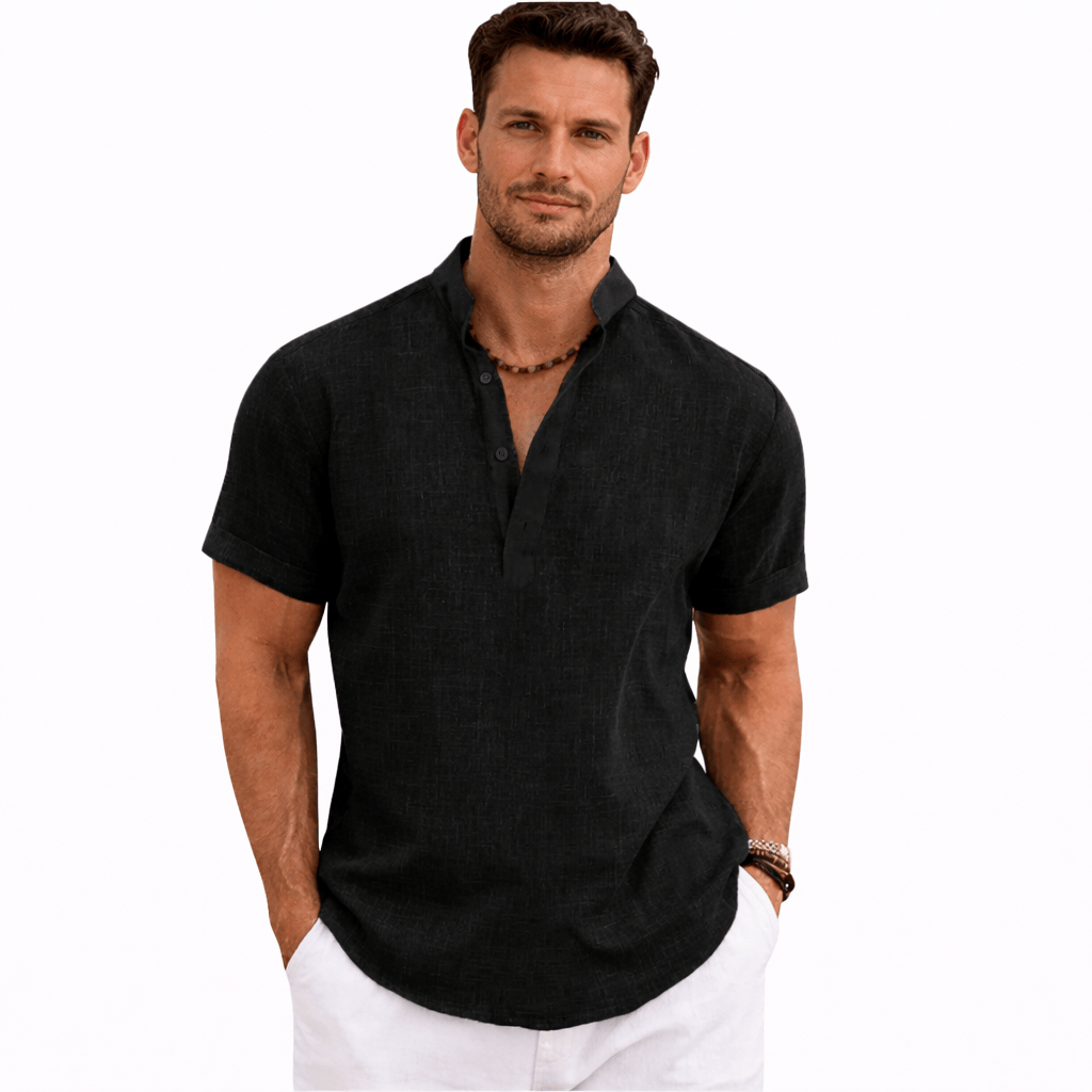 Coleeast London Black / XS LUCAS Striped Linen Casual Shirt