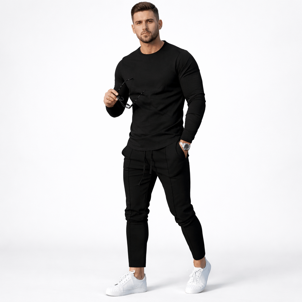 Coleeast-London Black / XS PAT, Casual Round Neck Tracksuit