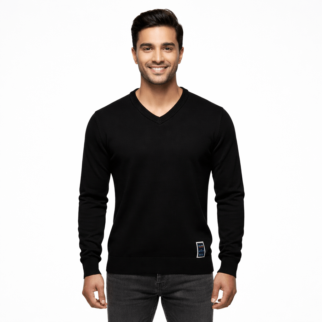 Coleeast-London Black / XS SID, V-Neck Cotton Knit Sweater