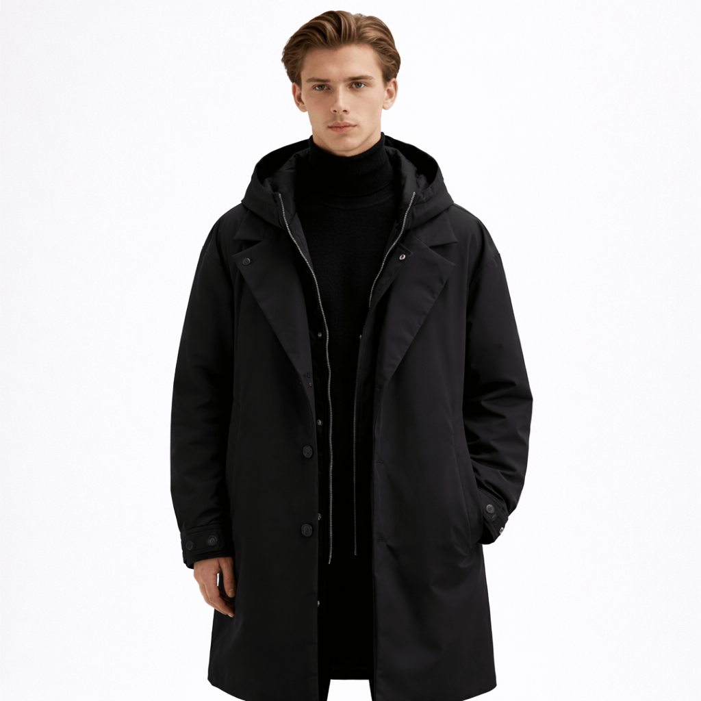 Coleeast-London Black / XS TOM, Hooded Loose Fit Trench Coat