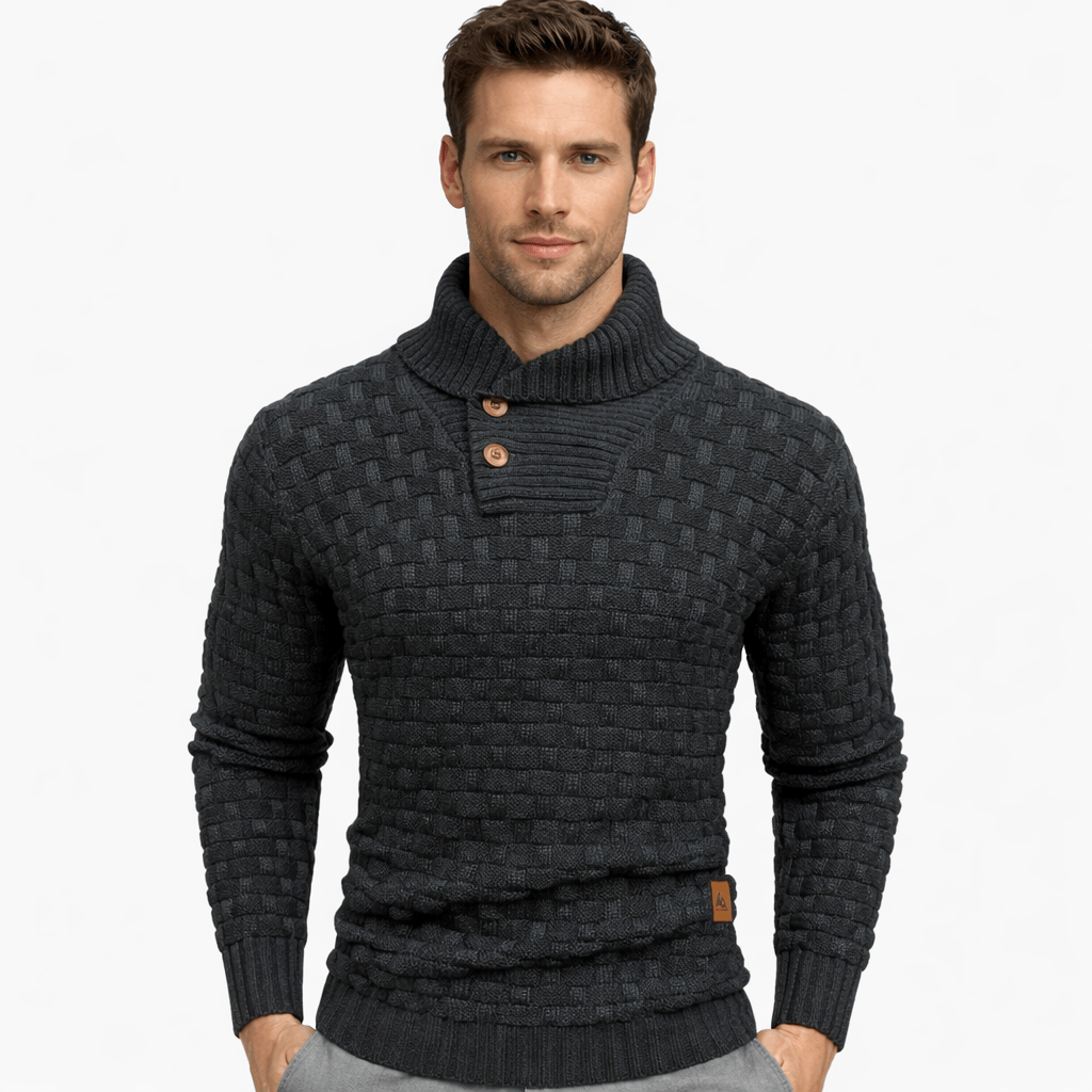 Coleeast-London Black / XS WES, Geometric Knit Button Cardigan Sweater