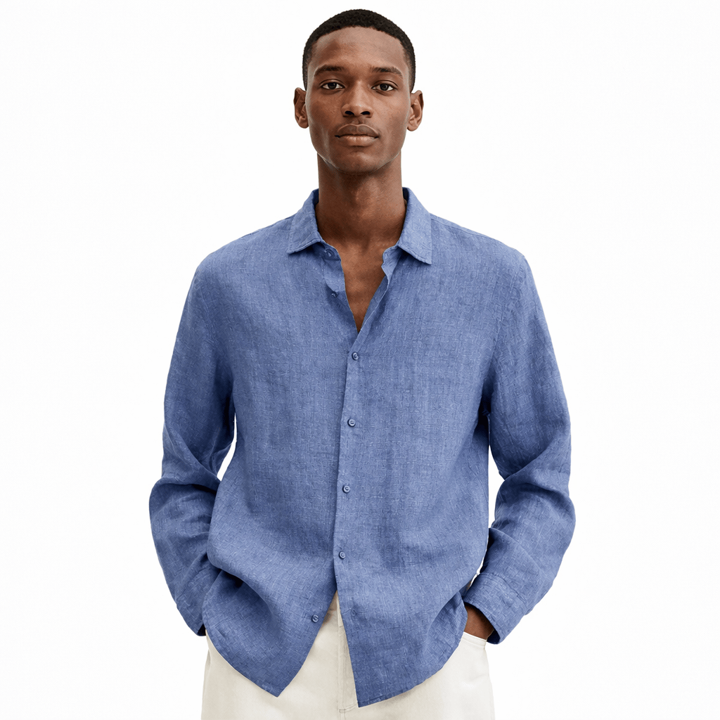 Coleeast-London Blue / XS BENTLEY, Casual Cotton Button-Up Shirt