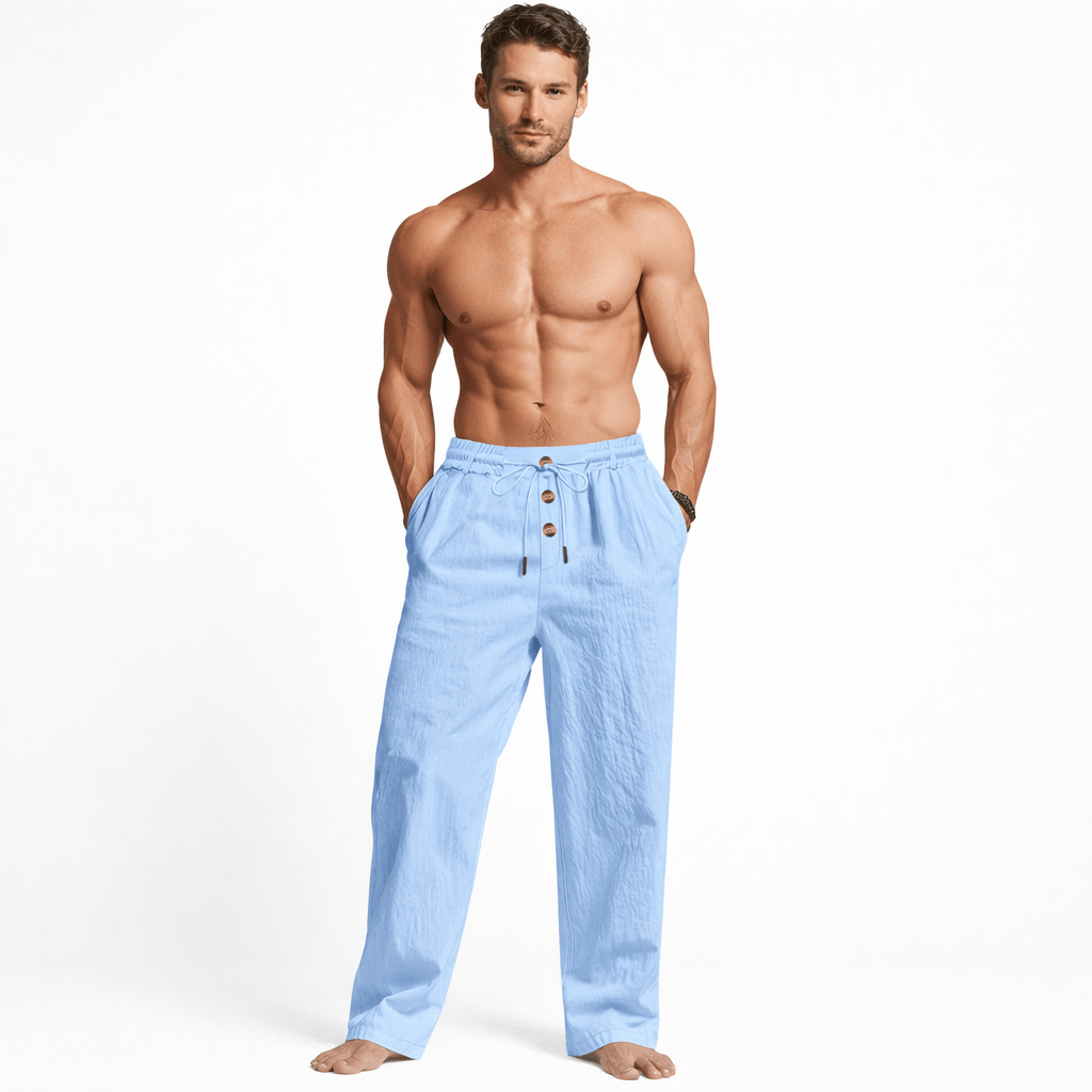 Coleeast-London Blue / XS DAVID, Straight Leg Elastic Waist Pants