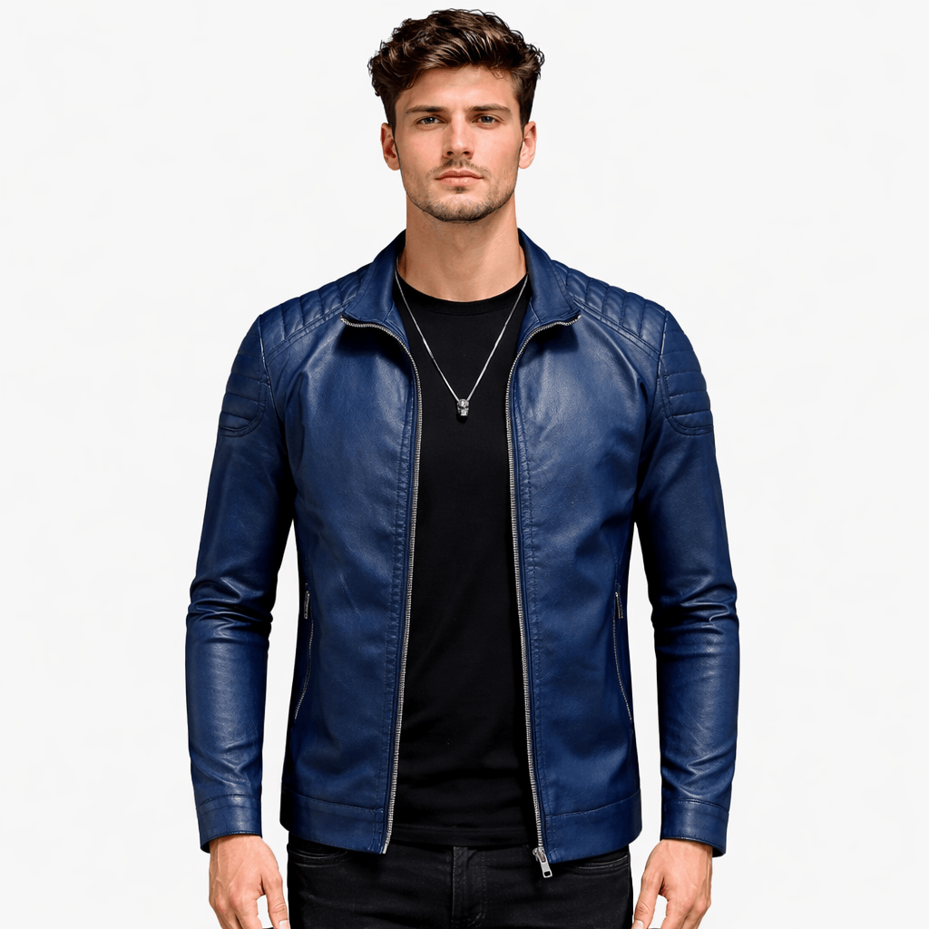 Coleeast-London Blue / XS DEVON, Faux Leather Zip-Up Jacket