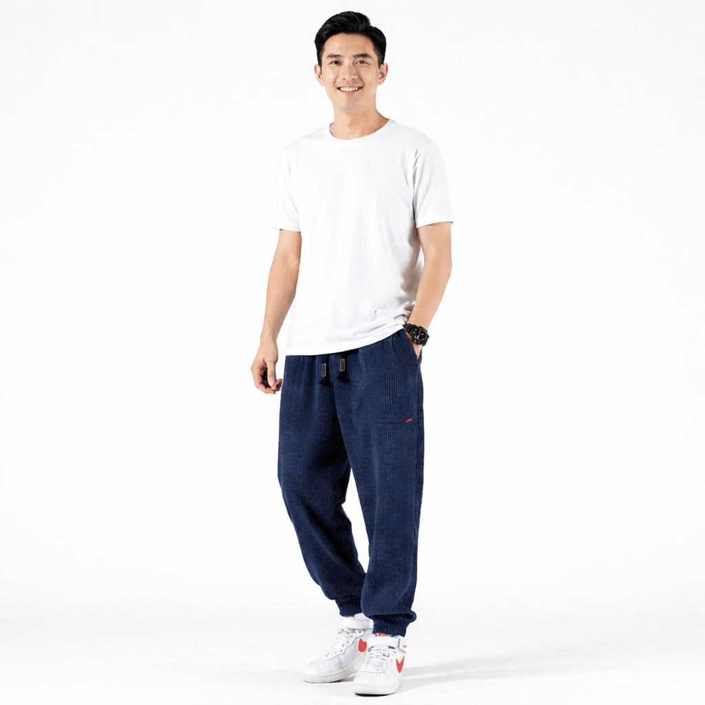 Coleeast-London Blue / XS ELI, Corduroy Harem Pants Elastic Waist