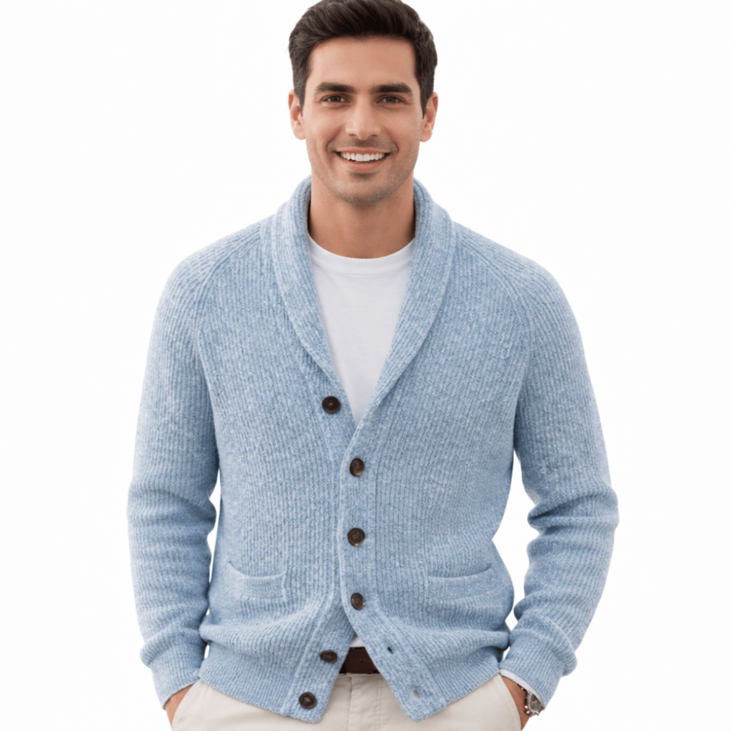 Coleeast-London Blue / XS LESTER, Thick Cotton Knit Cardigan
