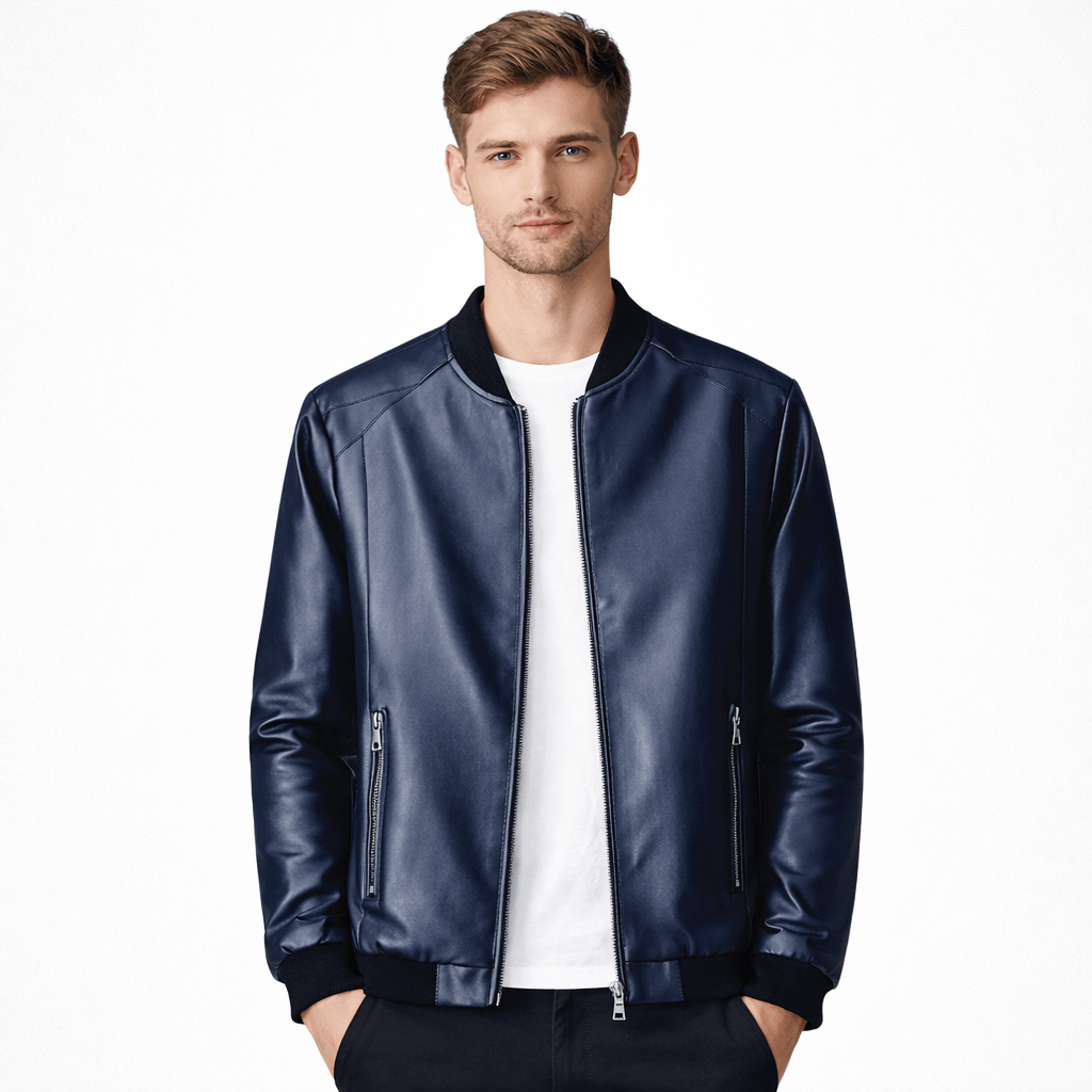 Coleeast-London Blue / XS LEVI, Casual Synthetic Leather Jacket