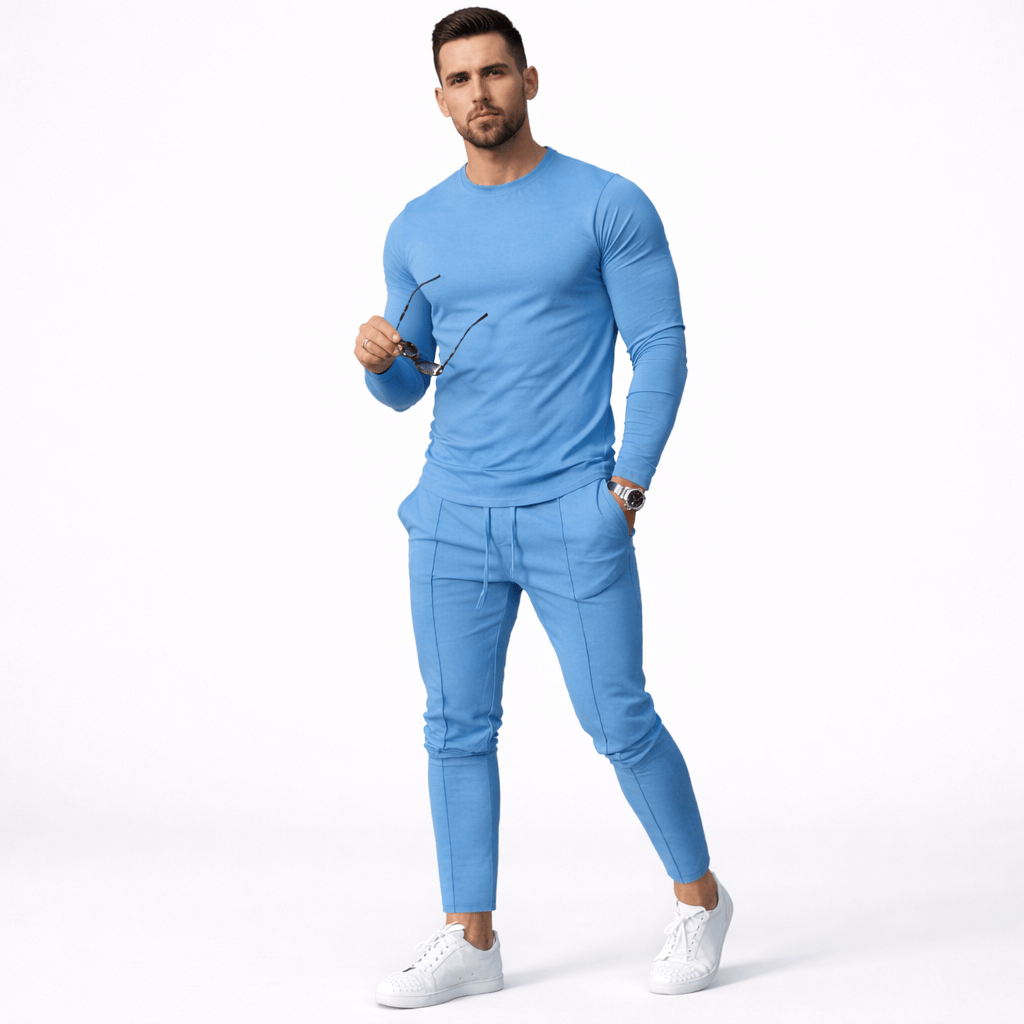 Coleeast-London Blue / XS PAT, Casual Round Neck Tracksuit