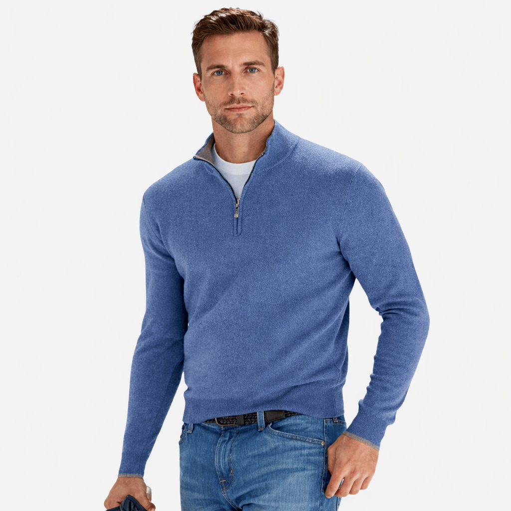 Coleeast-London Blue / XS TED, Turtleneck Zip Sweater