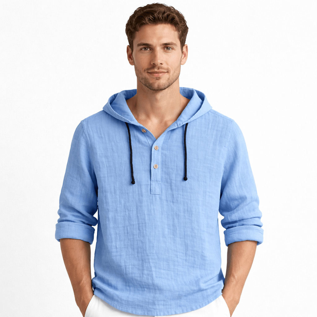 Coleeast-London Blue / XS TIM, Linen Hooded Sweatshirt