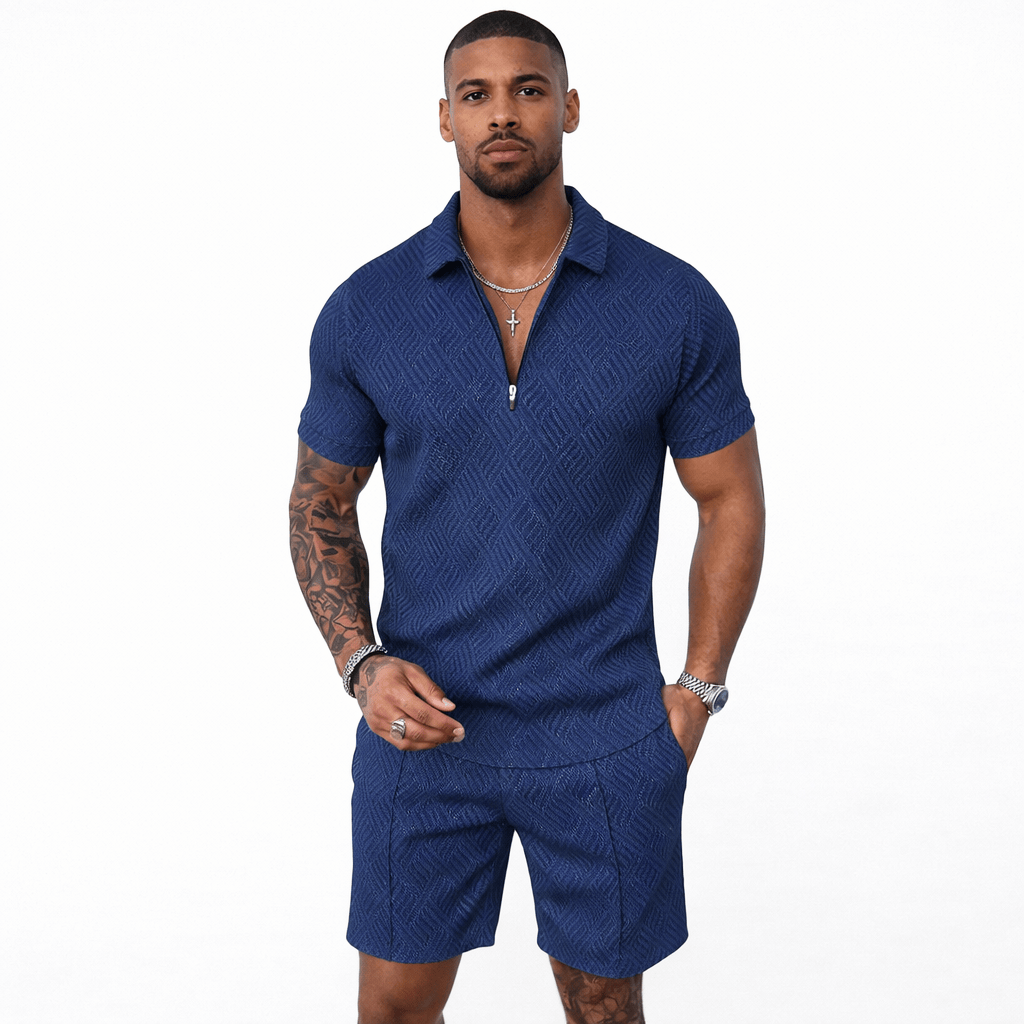 Coleeast-London Blue / XS ZANE, Printed Mandarin Collar Set