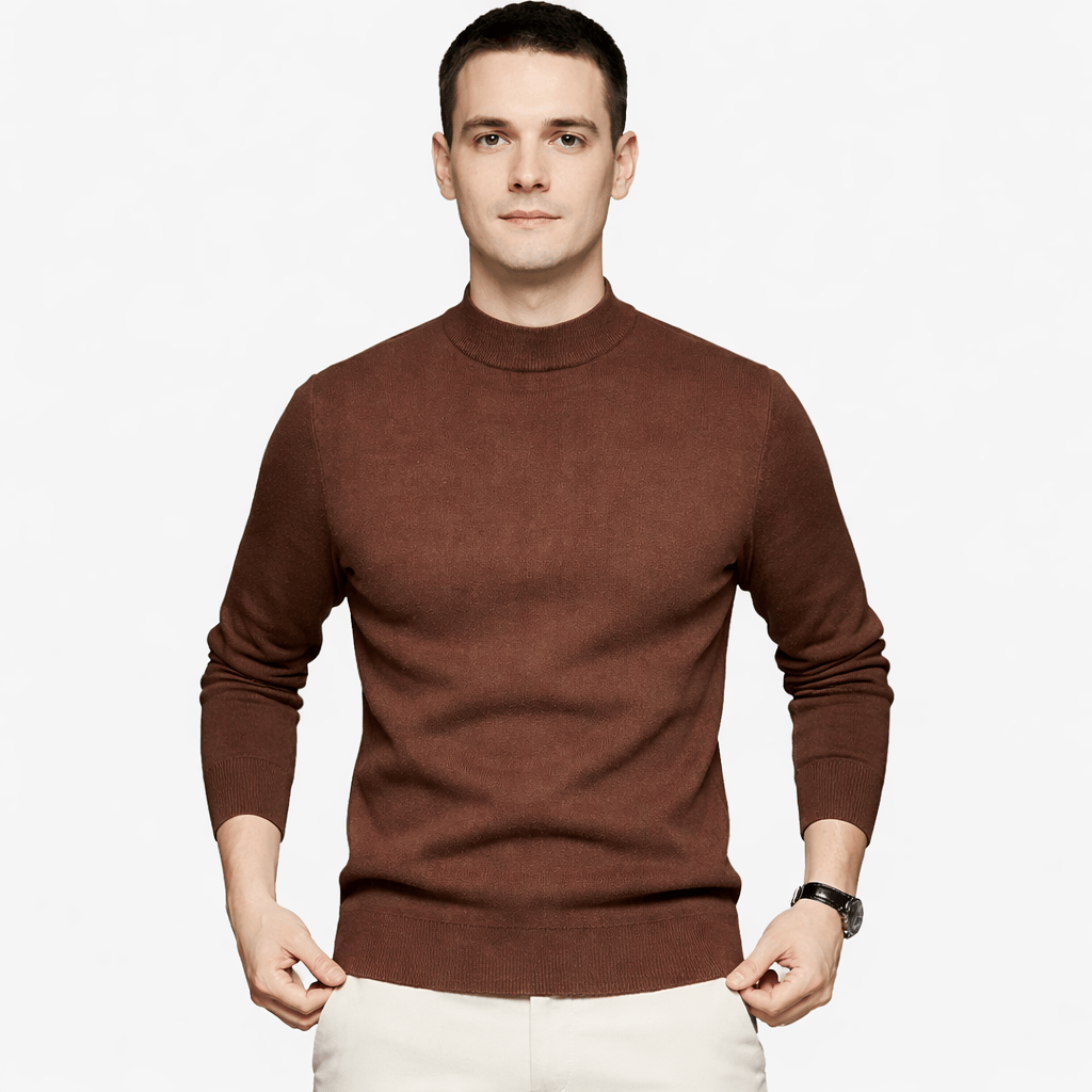 Coleeast-London Brown / XS ADAM, Mock Neck Casual Sweater
