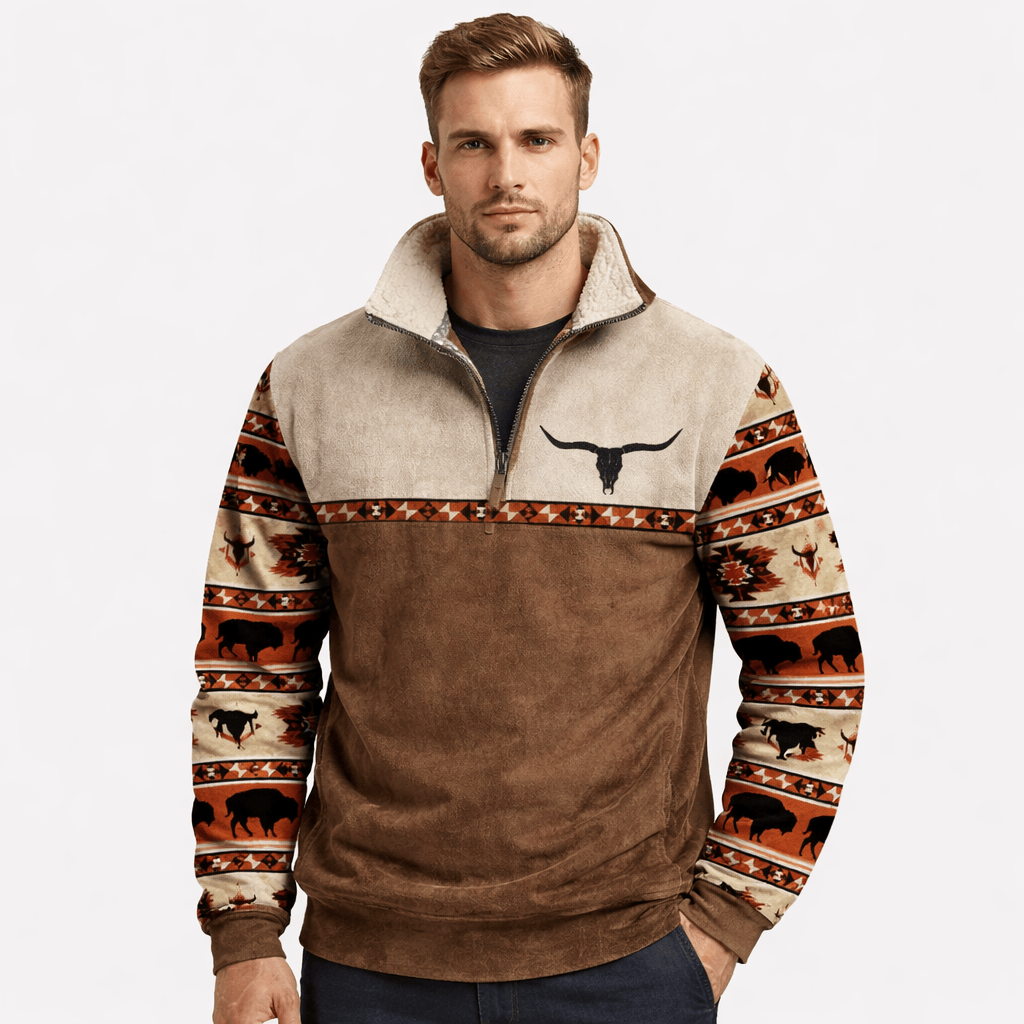 Coleeast-London Brown / XS ANDERSON, Printed Zip-Up Hoodie
