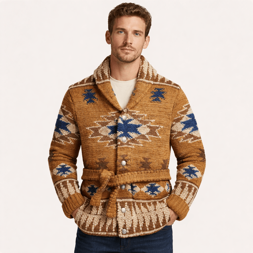 Coleeast-London Brown / XS DOUGLAS, Striped V-Neck Cardigan