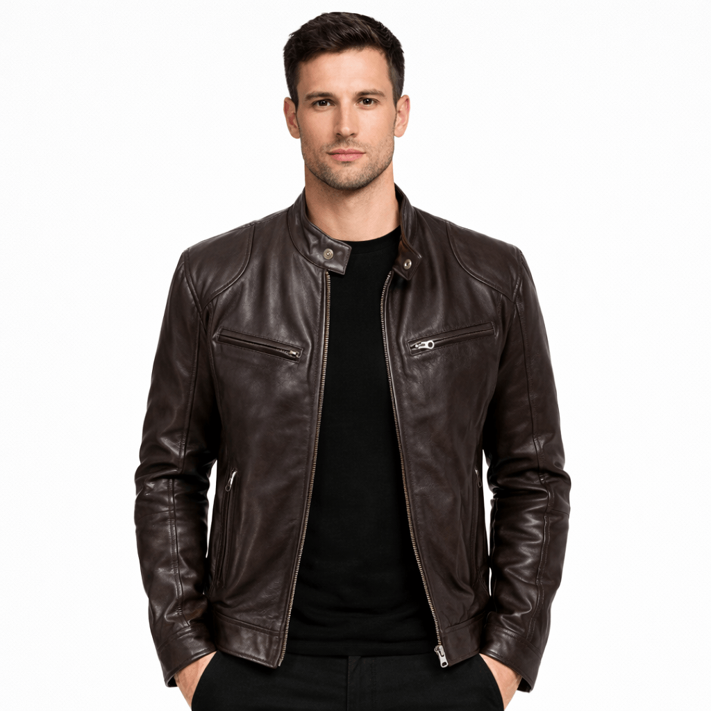 Coleeast-London Brown / XS ENNIS, Faux Leather Regular Fit Jacket