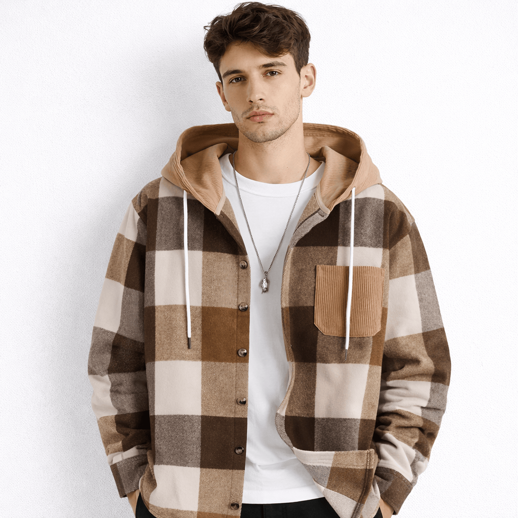 Coleeast-London Brown / XS IRVING, Plaid Casual Long Sleeve Shirt
