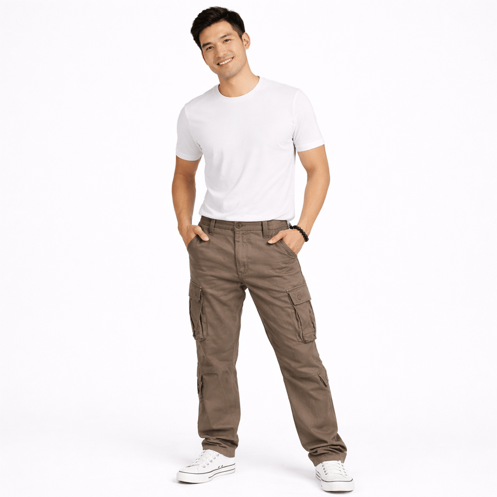 Coleeast-London Brown / XS SAM, Cotton Cargo Pants Regular Fit