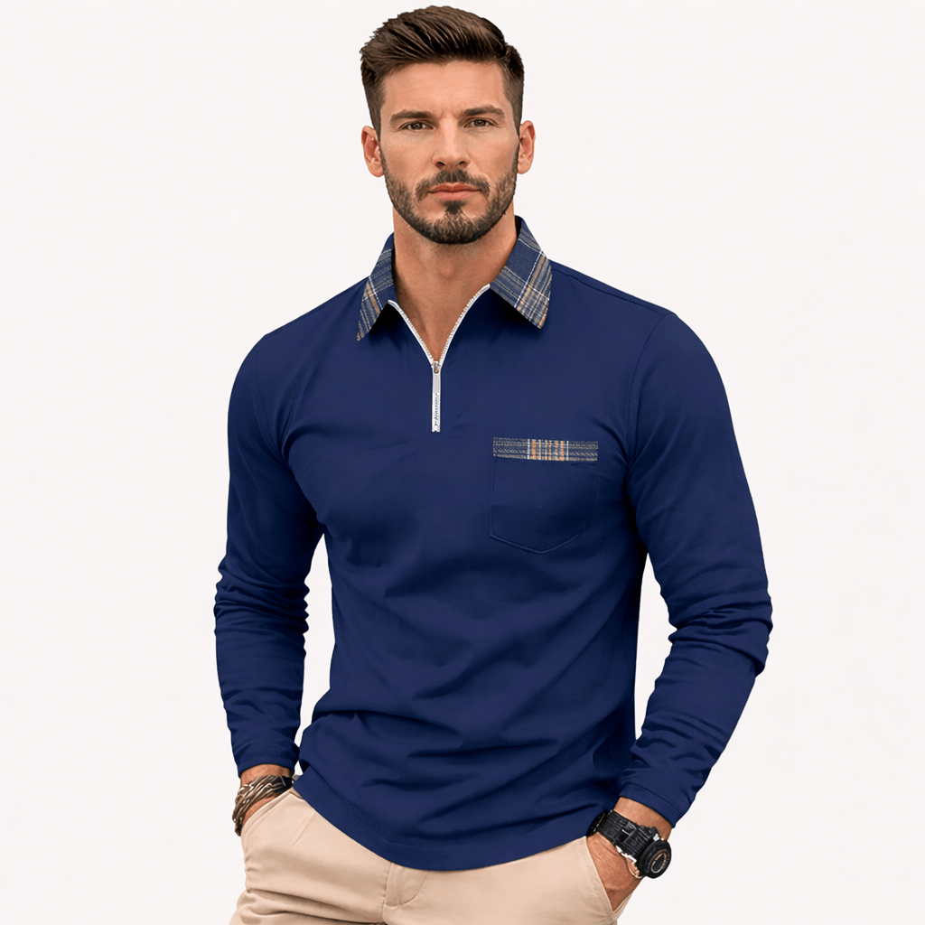 Coleeast-London Dark blue / XS AARON, Solid Casual Polo Shirt