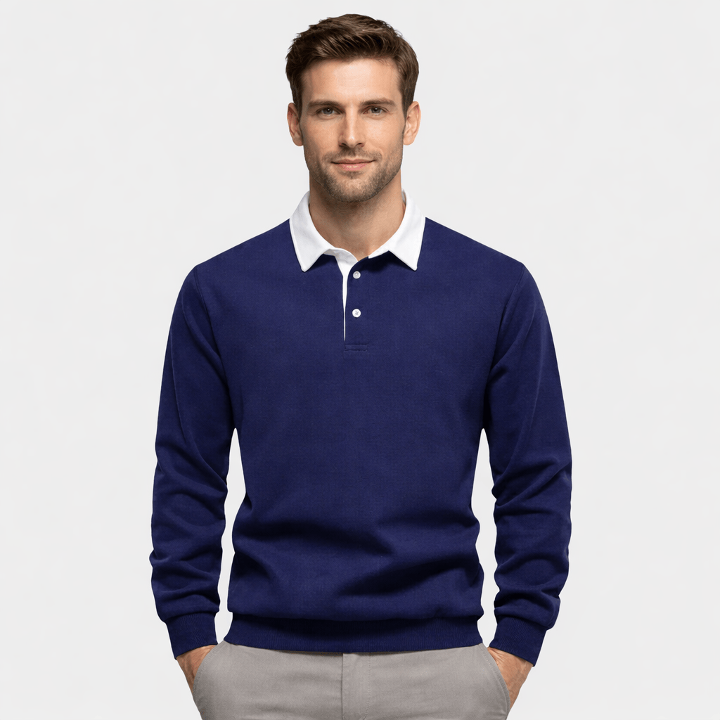 Coleeast-London Dark blue / XS CALLUM, Solid Knit Cotton Sweatshirt