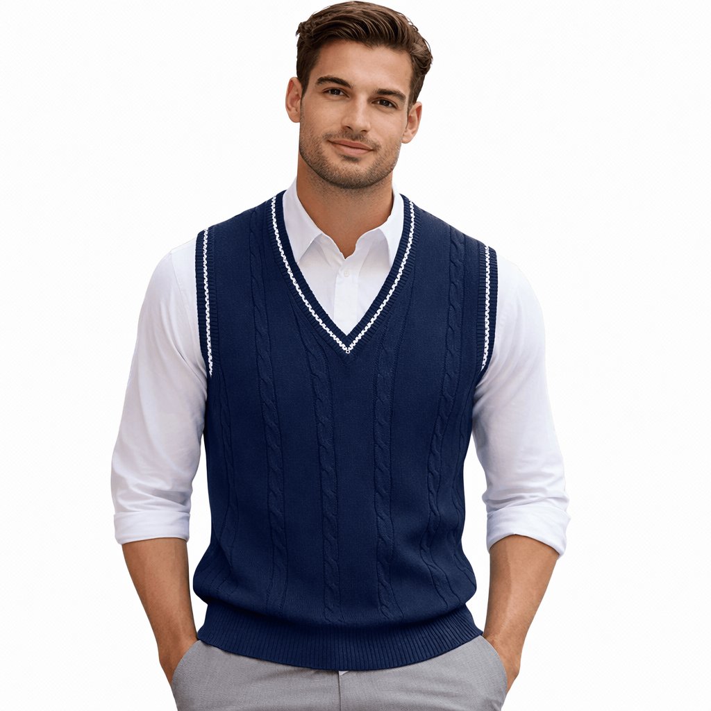 Coleeast London Dark blue / XS MATT V-Neck Knit Vest