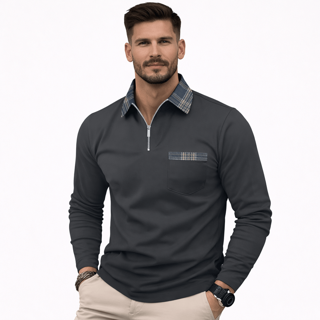 Coleeast-London Dark gray / XS AARON, Solid Casual Polo Shirt