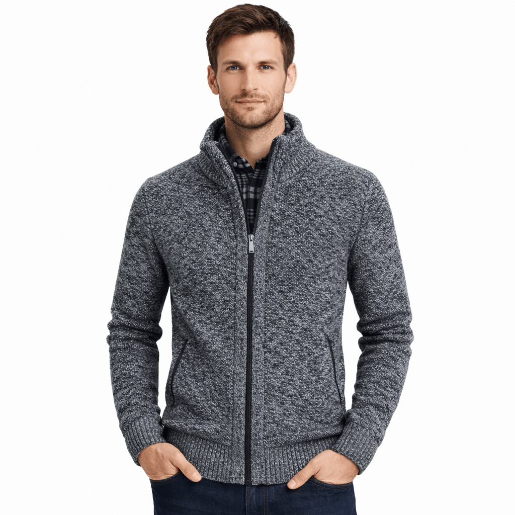 Coleeast-London Dark gray / XS GRANT, Mandarin Collar Knit Cardigan