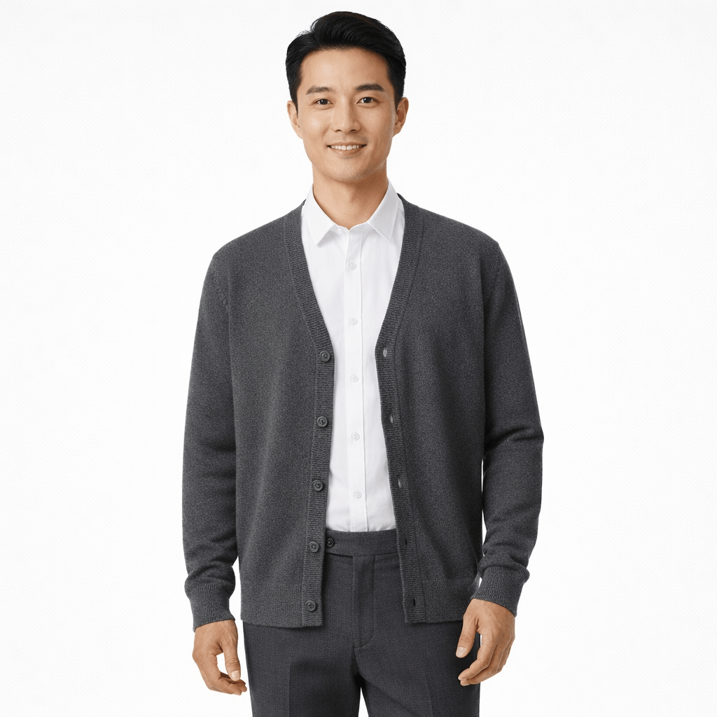 Coleeast-London Dark gray / XS LLOYD, V-Neck Button Knit Coat