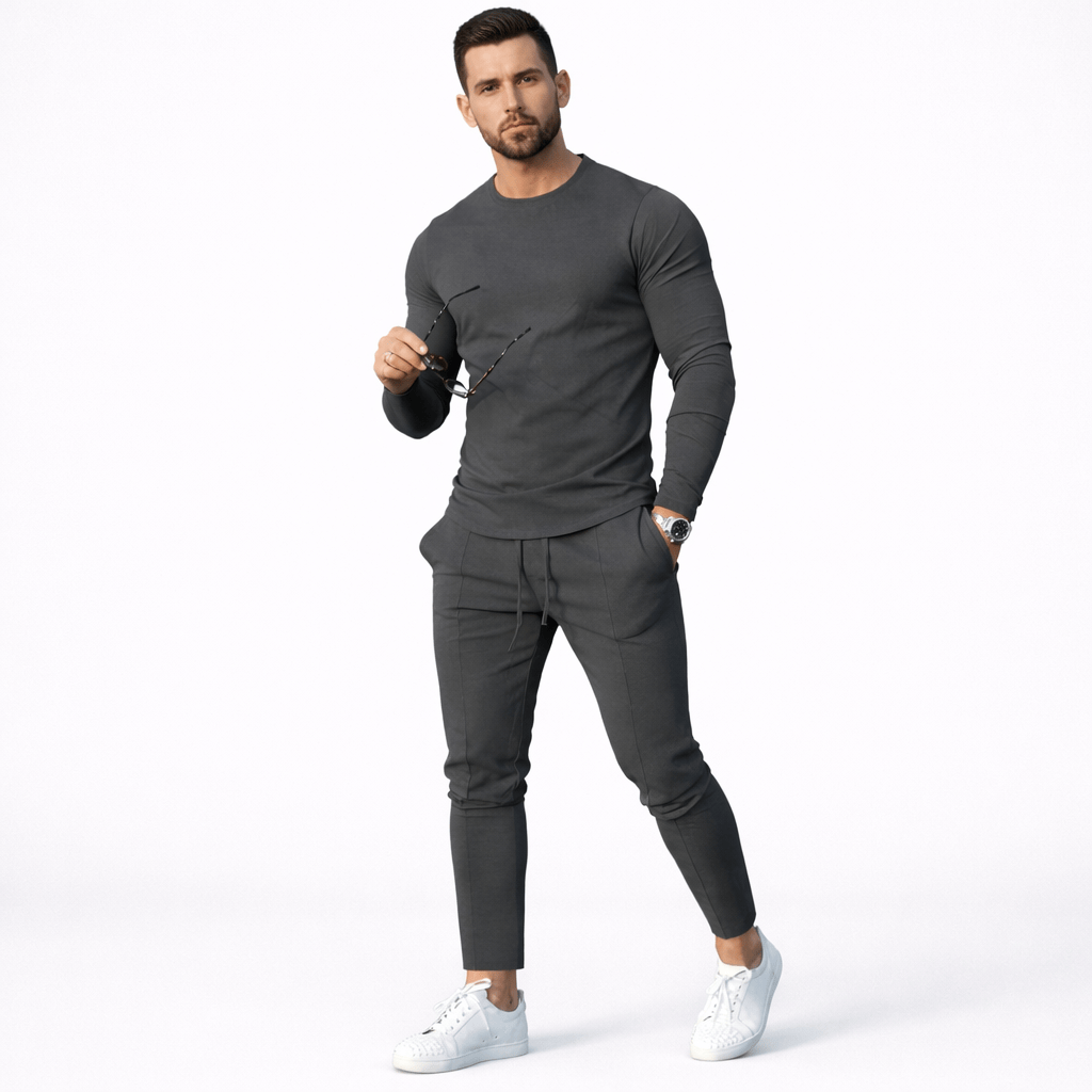 Coleeast-London Dark gray / XS PAT, Casual Round Neck Tracksuit