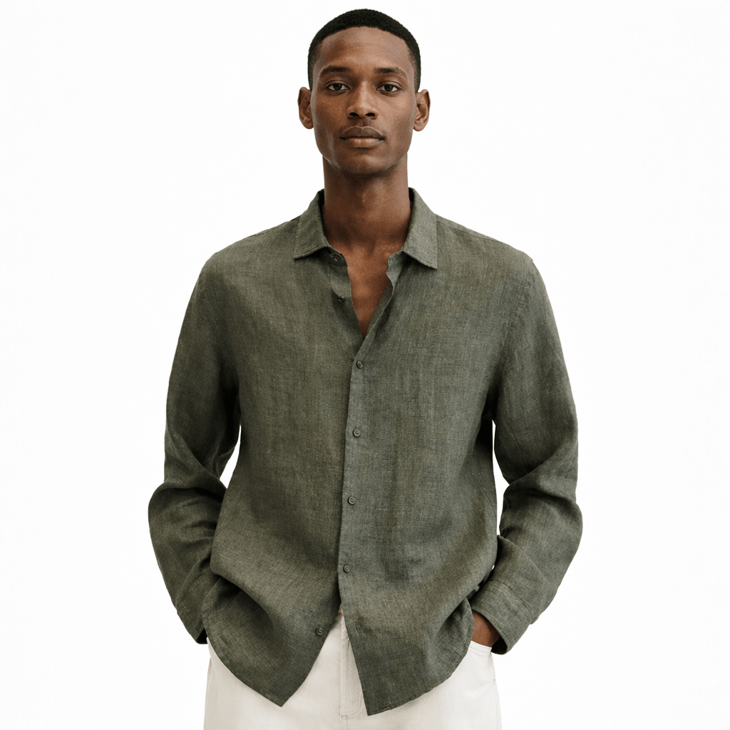 Coleeast-London Dark grey / XS BENTLEY, Casual Cotton Button-Up Shirt