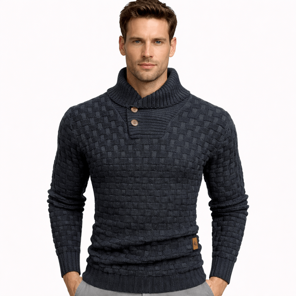 Coleeast-London Dark grey / XS WES, Geometric Knit Button Cardigan Sweater