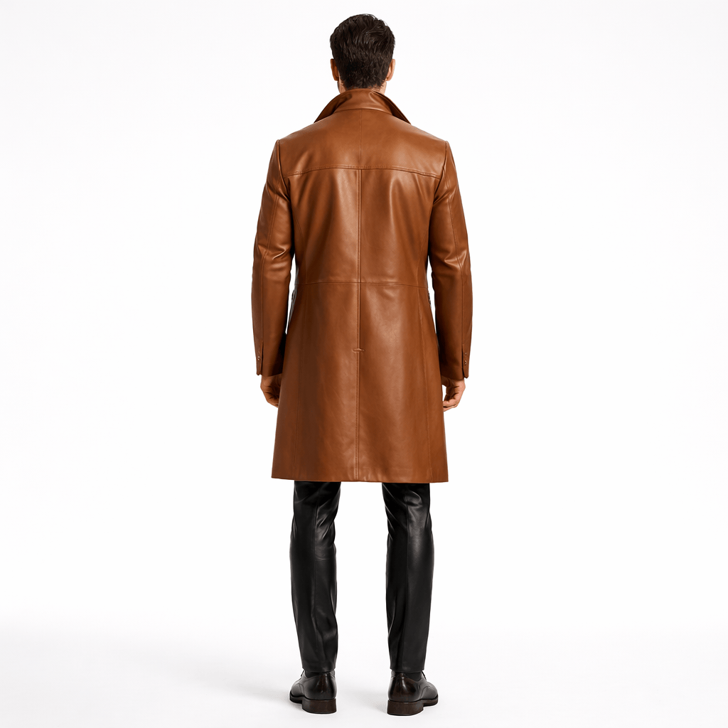 Coleeast-London GARY, Slim Faux Leather Trench Coat