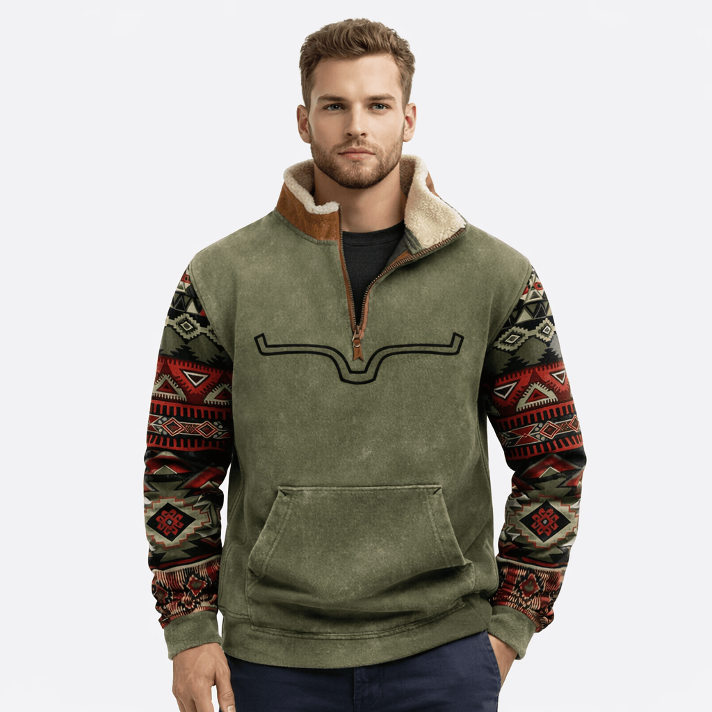 Coleeast-London Green / XS ANDERSON, Printed Zip-Up Hoodie