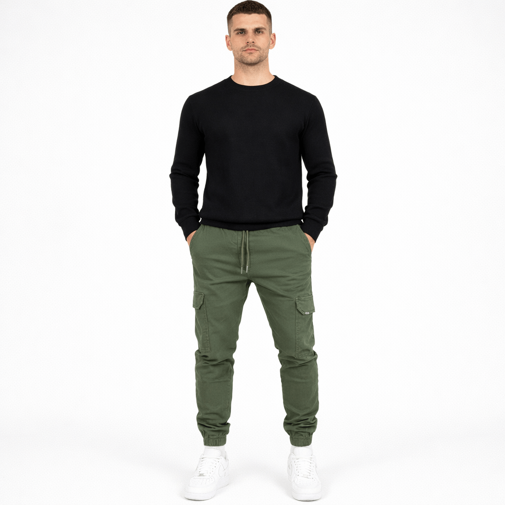 Coleeast-London Green / XS CLARK, Cotton Harem Pants Elastic Waist